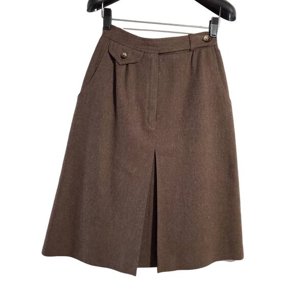 JH Collectibles Vintage Wool Brown A Line Skirt Womens Size 6 XS Academia Career - Picture 1 of 13
